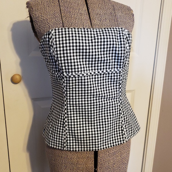 White House Black Market Tops - White House Black Market Gingham Bustier Top